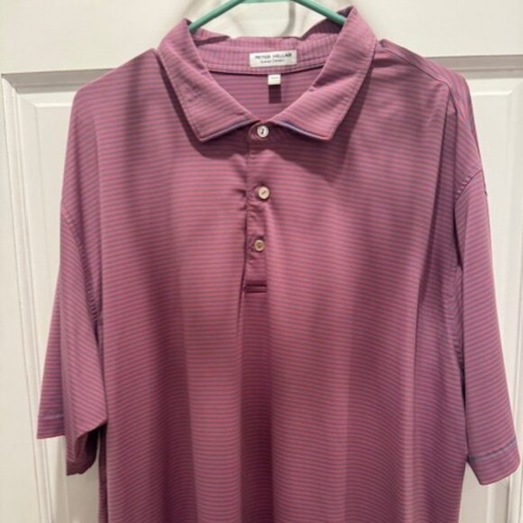 Men's Peter Millar XXL Summer Comfort Red Blue Stripe Polo - Picture 2 of 2